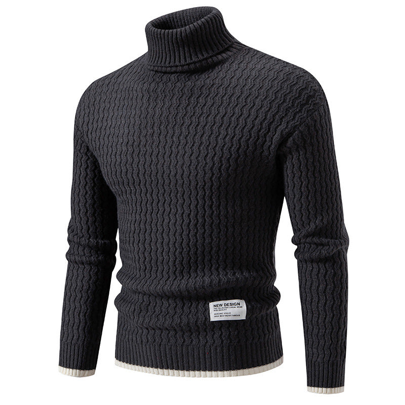 Herren Strickpullover mit hohem Kragen und strukturiertem Zopfmuster Drune