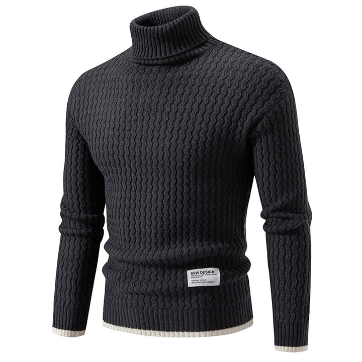 Herren Strickpullover mit hohem Kragen und strukturiertem Zopfmuster Drune