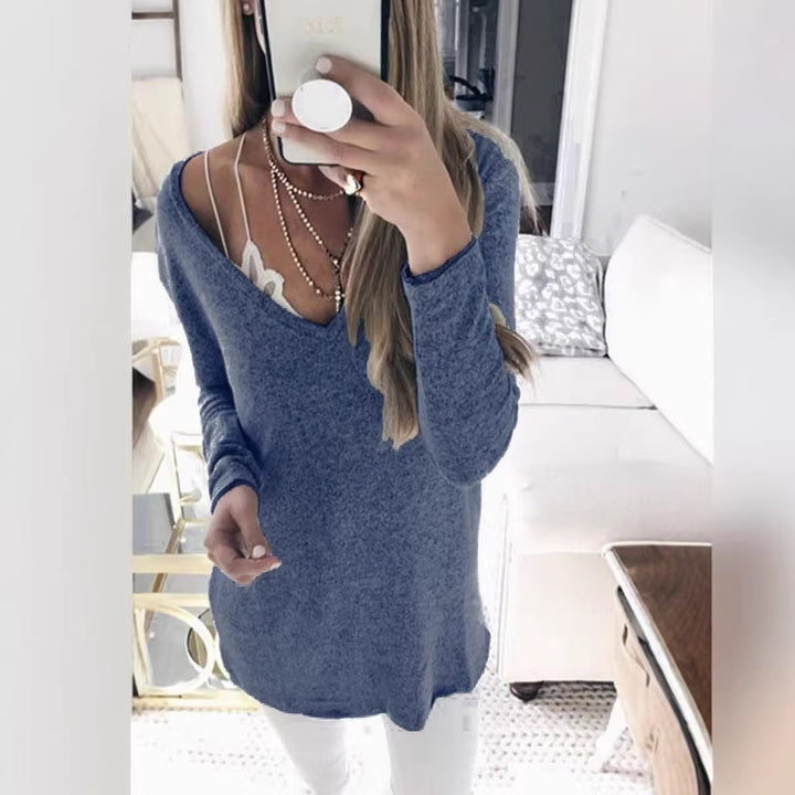 Damen feinstrick Tunika mit tiefem V-Ausschnitt und lässigem Oversized-Schnitt Drune