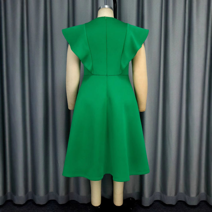 Damen elegantes Kleid mit großem Schleifen-Ausschnitt Drune