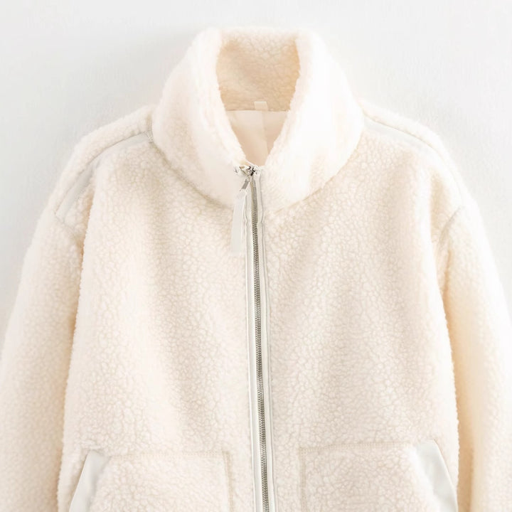 Damen Kuschelige Fleecejacke mit hohem Kragen und praktischen Taschen Drune