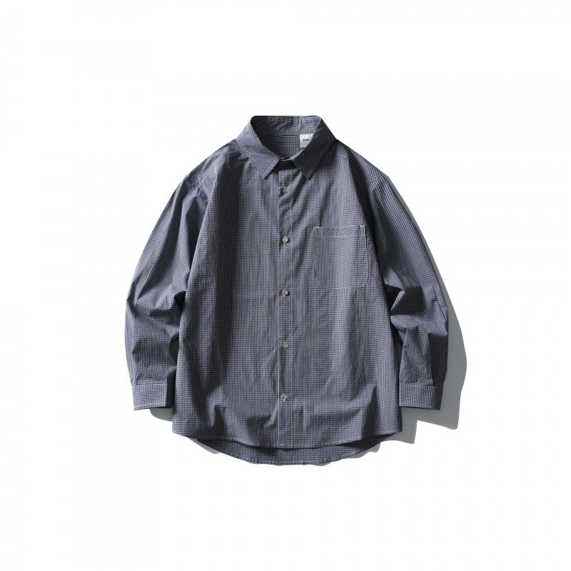 Herren Locker geschnittenes Oversize-Hemd mit feinem Vichy-Karo, Brusttasche und abgerundetem Saum Drune