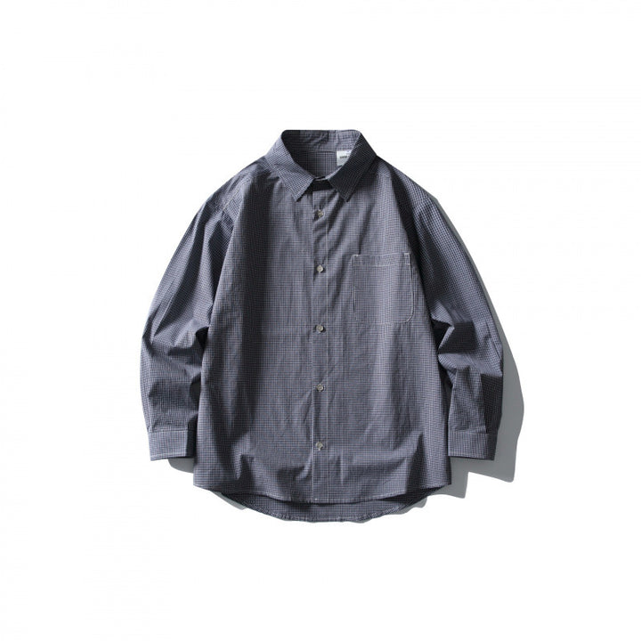 Herren Locker geschnittenes Oversize-Hemd mit feinem Vichy-Karo, Brusttasche und abgerundetem Saum Drune