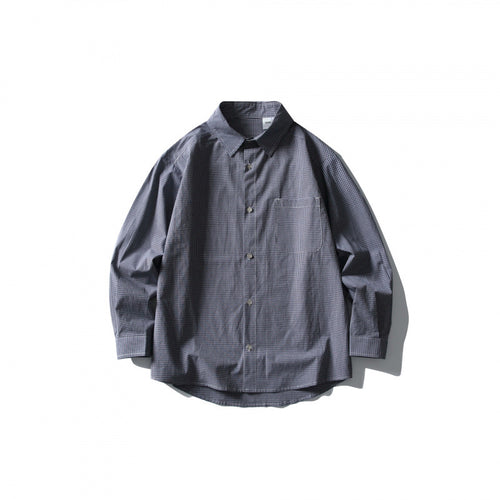 Herren Locker geschnittenes Oversize-Hemd mit feinem Vichy-Karo, Brusttasche und abgerundetem Saum Drune