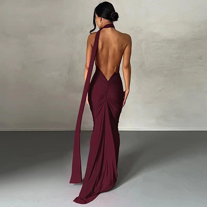 Damen Abendkleid im asymmetrischen Schnitt mit elegantem Schlitz und fließendem Stoff Drune