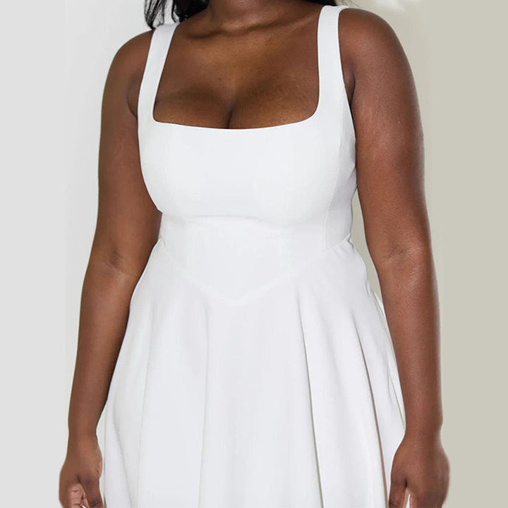 Damen Maxikleid mit elegantem quadratischen Ausschnitt und fließendem Rock Drune