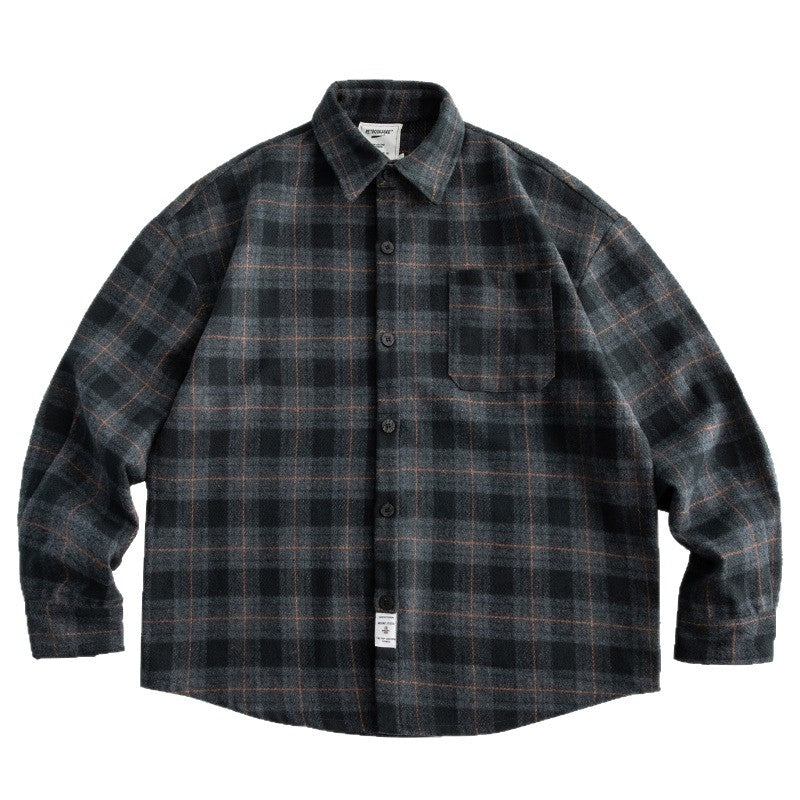 Herren Kariertes Overshirt‑Hemdjacke im Boxy‑Relaxed‑Schnitt Drune