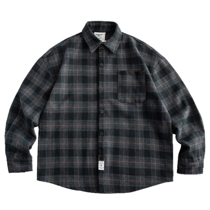 Herren Kariertes Overshirt‑Hemdjacke im Boxy‑Relaxed‑Schnitt Drune