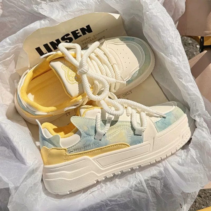 Damen modische Sneaker mit innovativem Plateau-Design und atmungsaktiver Obermaterial-Hybridstruktur Drune
