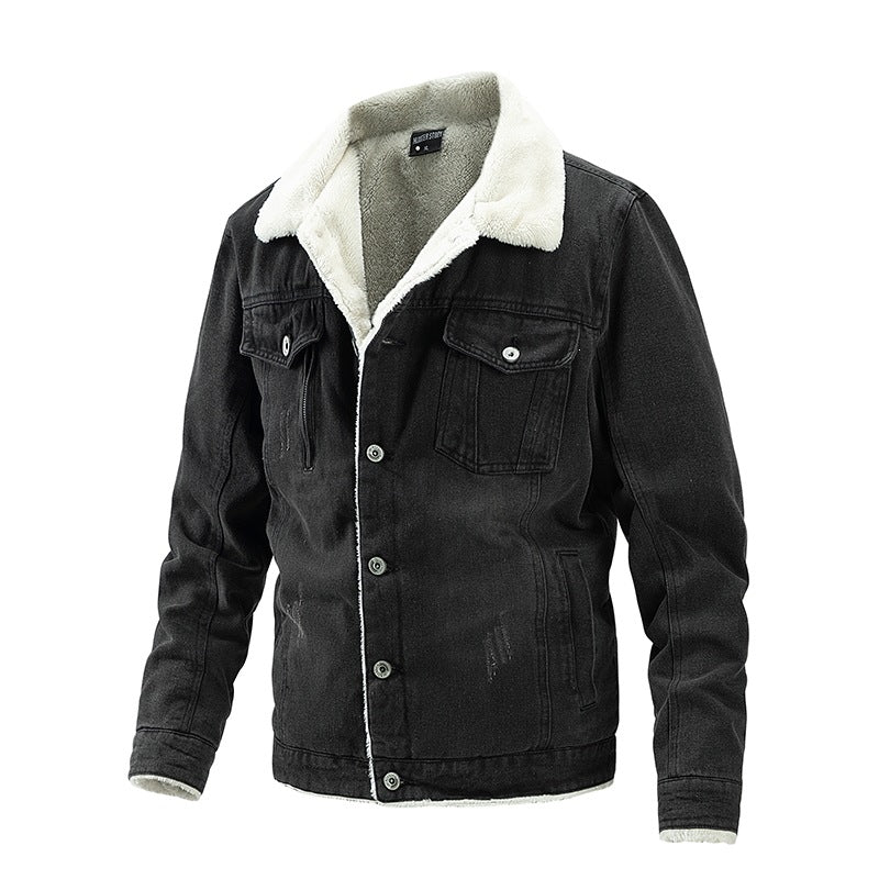 Herren Jeansjacke mit Teddyfutter und Hemdkragen Drune