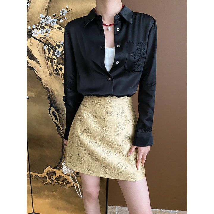 Damen lässige Bluse mit feiner Struktur und modischem Schnitt Drune