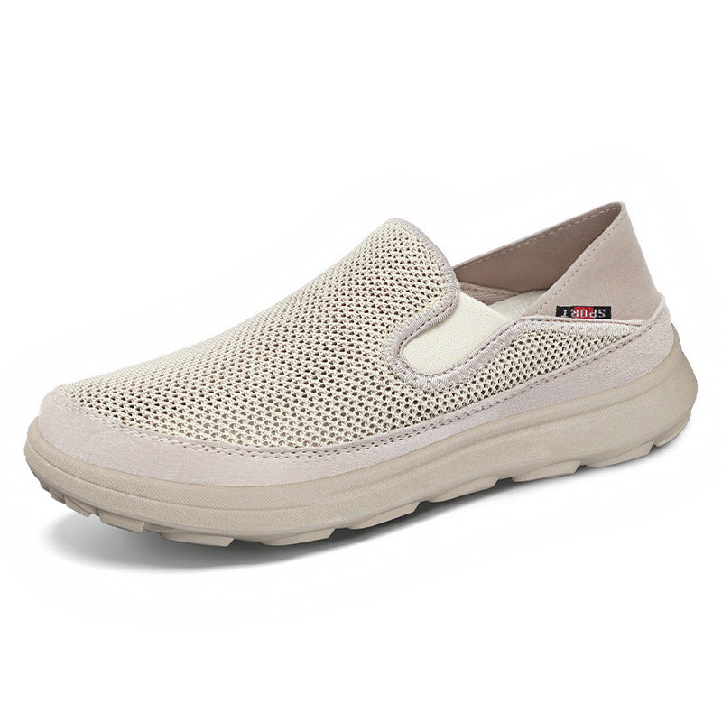 Herren nan atmungsaktiver Mesh-Slip-On mit Velourslederbesatz, elastischem Einstieg und griffiger Outdoor-Profilsohle Drune