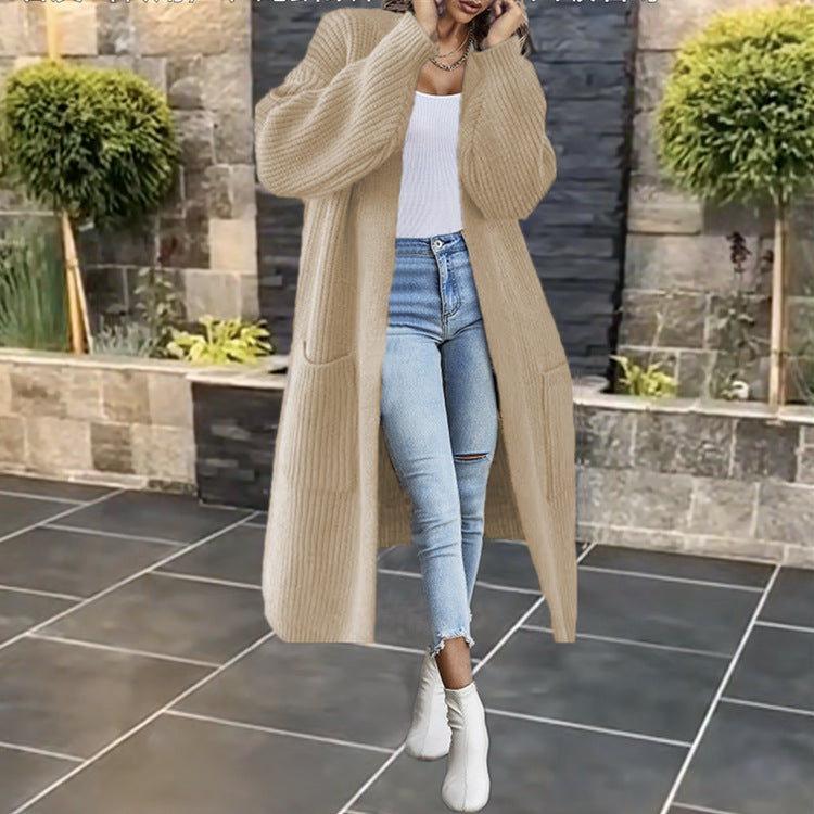 Damen Eleganter und bequemer Strickmantel mit tiefen Taschen Drune