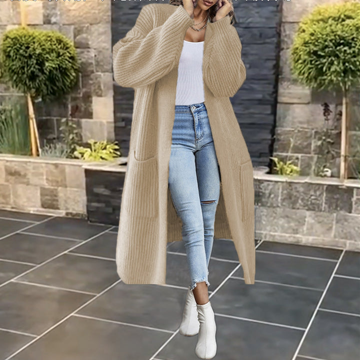 Damen Eleganter und bequemer Strickmantel mit tiefen Taschen Drune