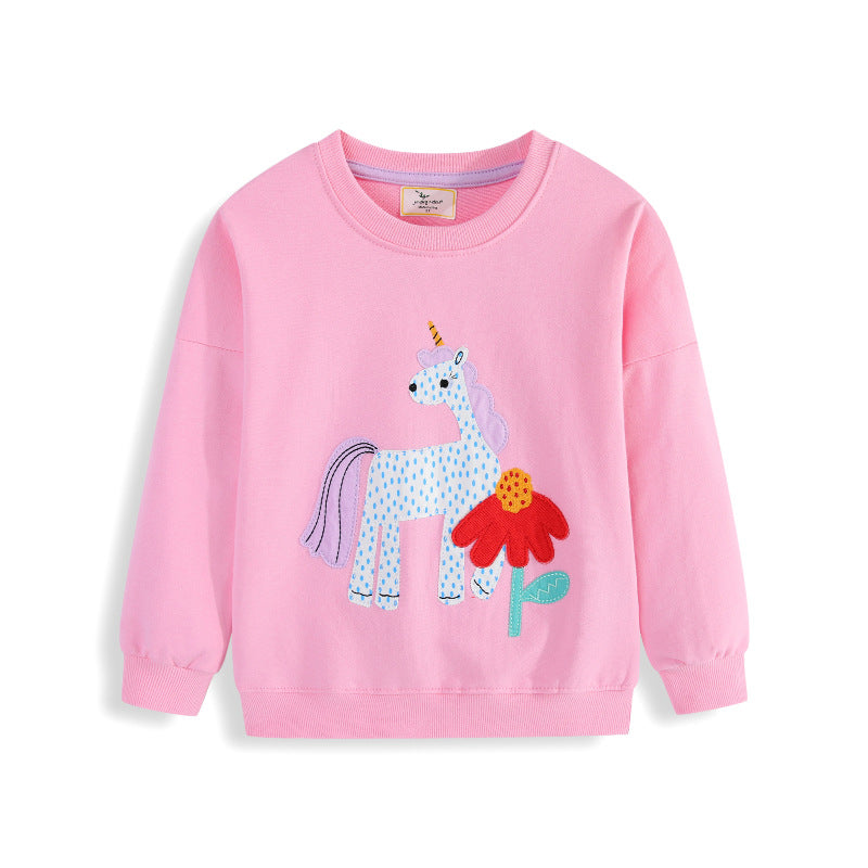 Mädchen Sweatshirt mit niedlichem Einhorn- und Blumen-Design Drune