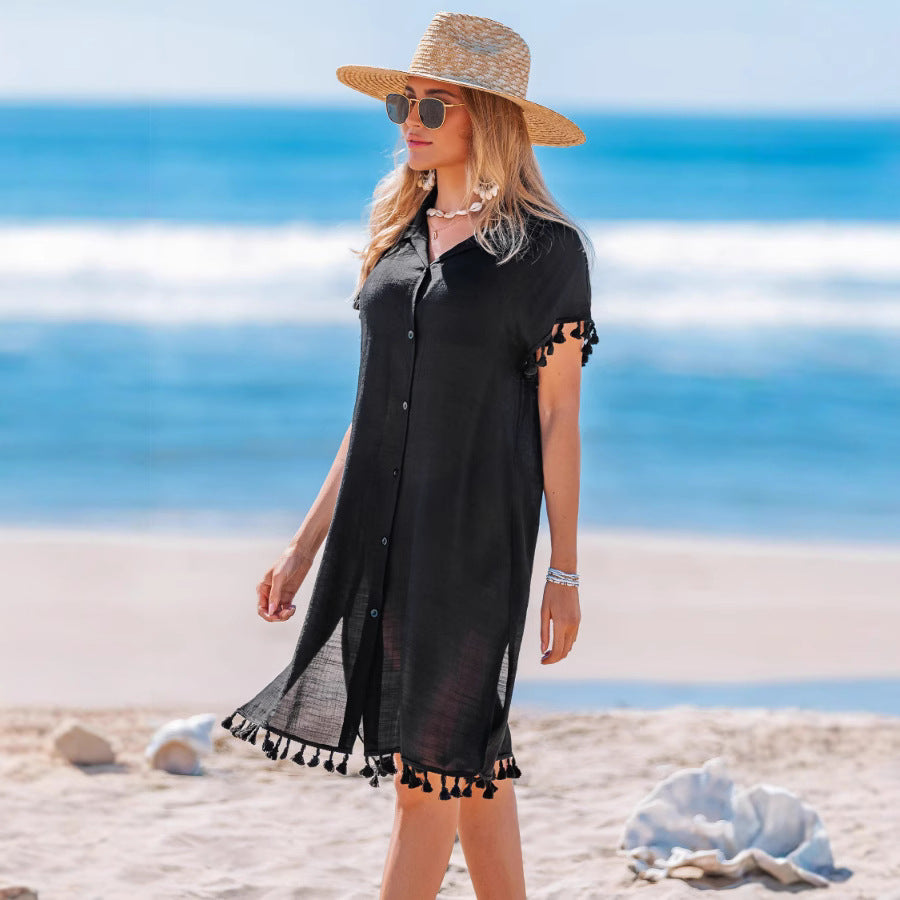 Damen Strandkleid mit fransigen Details Drune