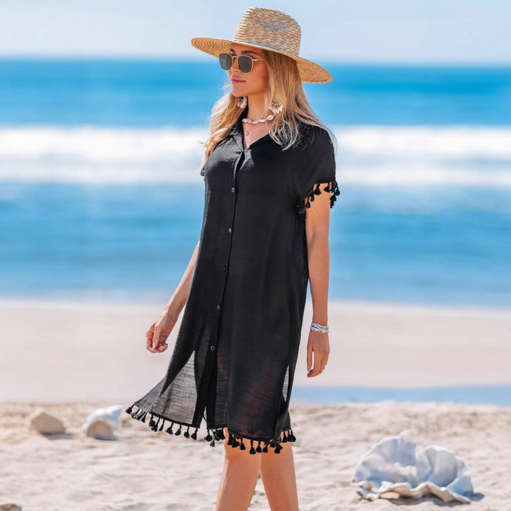Damen Strandkleid mit fransigen Details Drune
