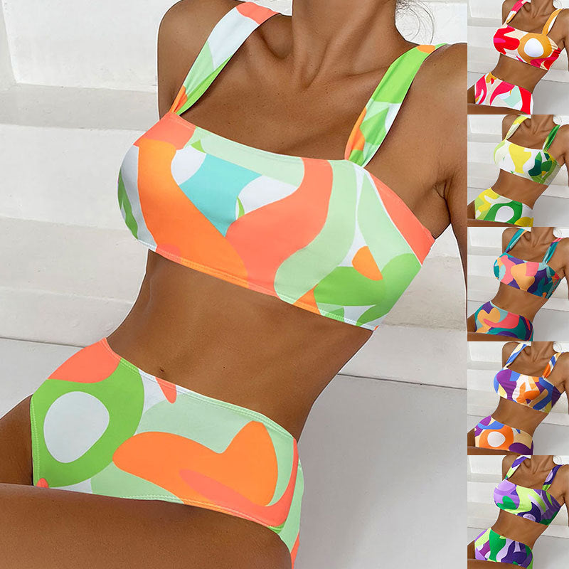 Damen Bikini-Set mit modischem Quadrat-Muster Drune