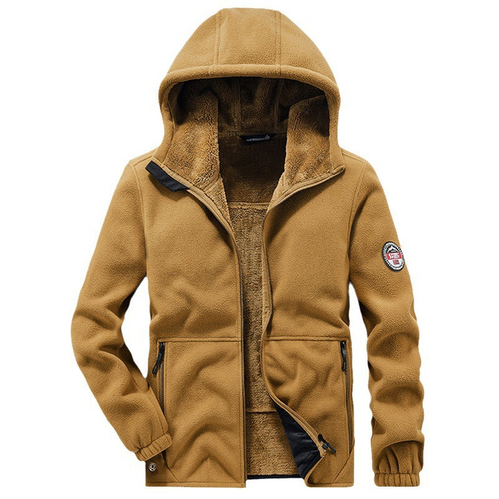 Herren Kapuzen-Fleecejacke mit Teddyfutter, durchgehendem Reißverschluss und Reißverschlusstaschen Drune