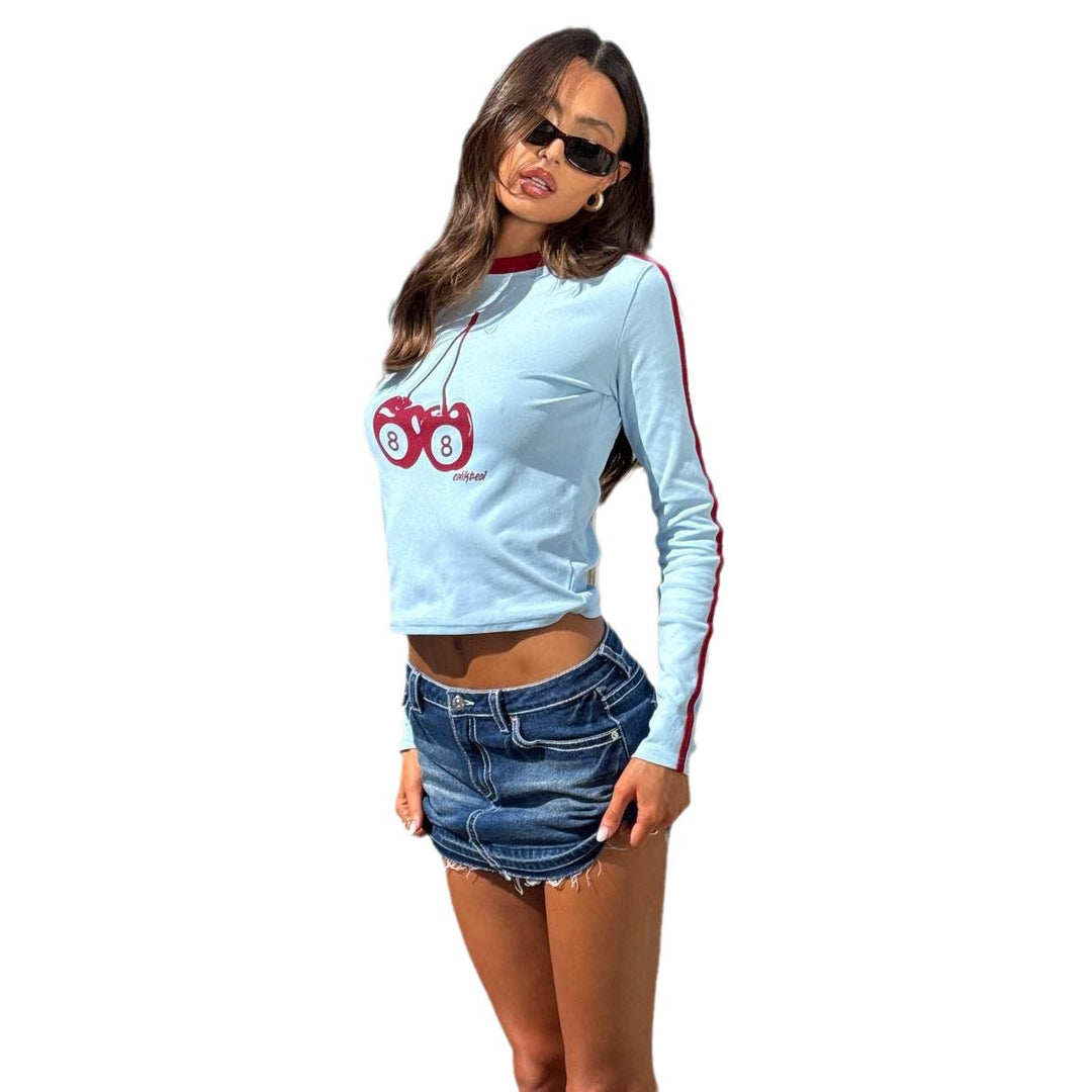 Damen Langarmshirt mit kreativem Grafikdesign Drune
