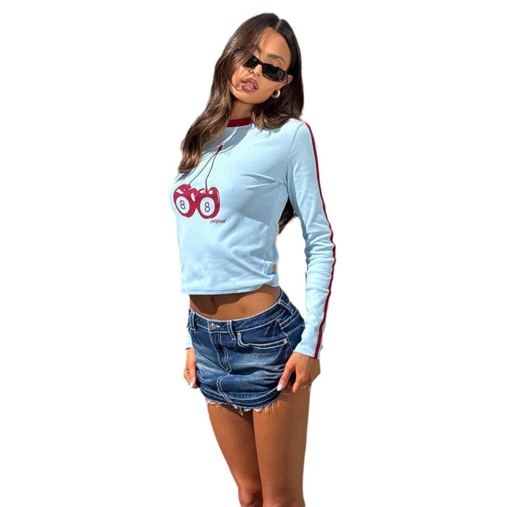 Damen Langarmshirt mit kreativem Grafikdesign Drune