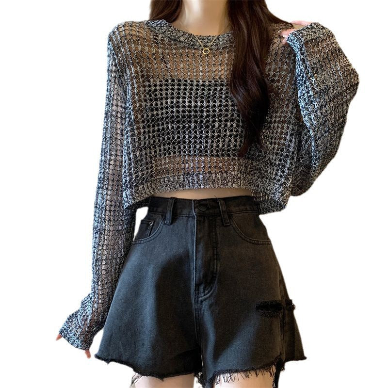 Damen Netzpullover mit angesagtem Crop-Design Drune