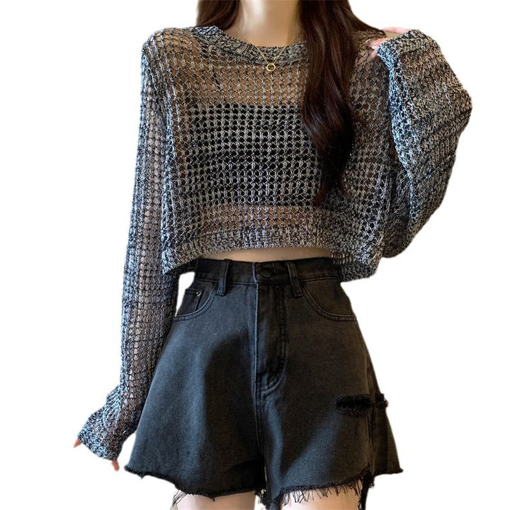 Damen Netzpullover mit angesagtem Crop-Design Drune