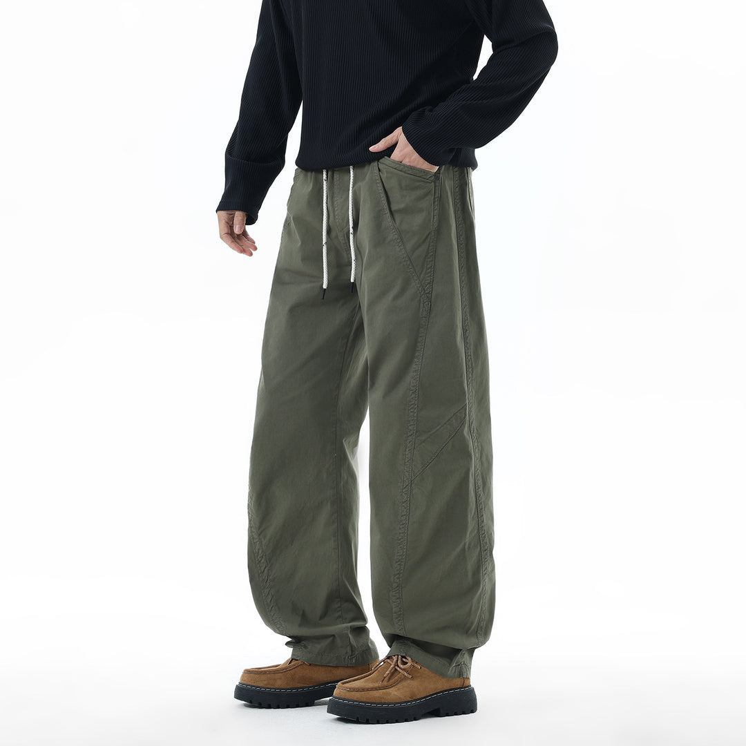 Herren Leichte Relaxed-Fit Bundhose mit Tunnelzug, schrägen Eingrifftaschen und Paneelnähten Drune
