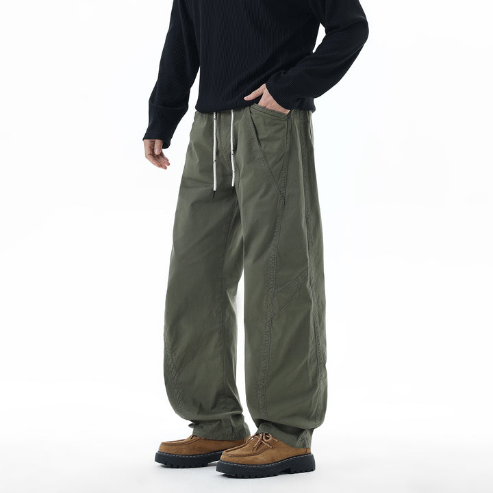 Herren Leichte Relaxed-Fit Bundhose mit Tunnelzug, schrägen Eingrifftaschen und Paneelnähten Drune