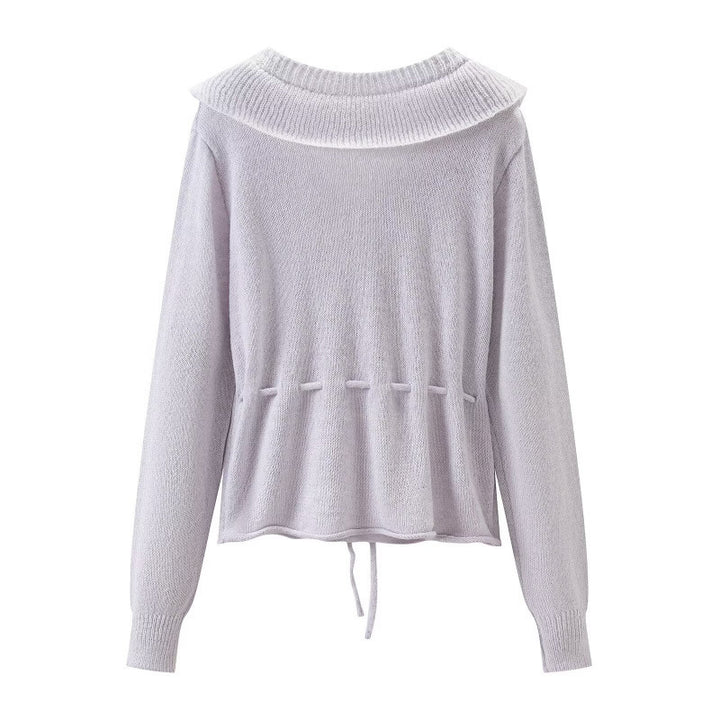 Damen Rüschen-Strickcardigan mit V‑Ausschnitt und Tunnelzugtaillierung Drune