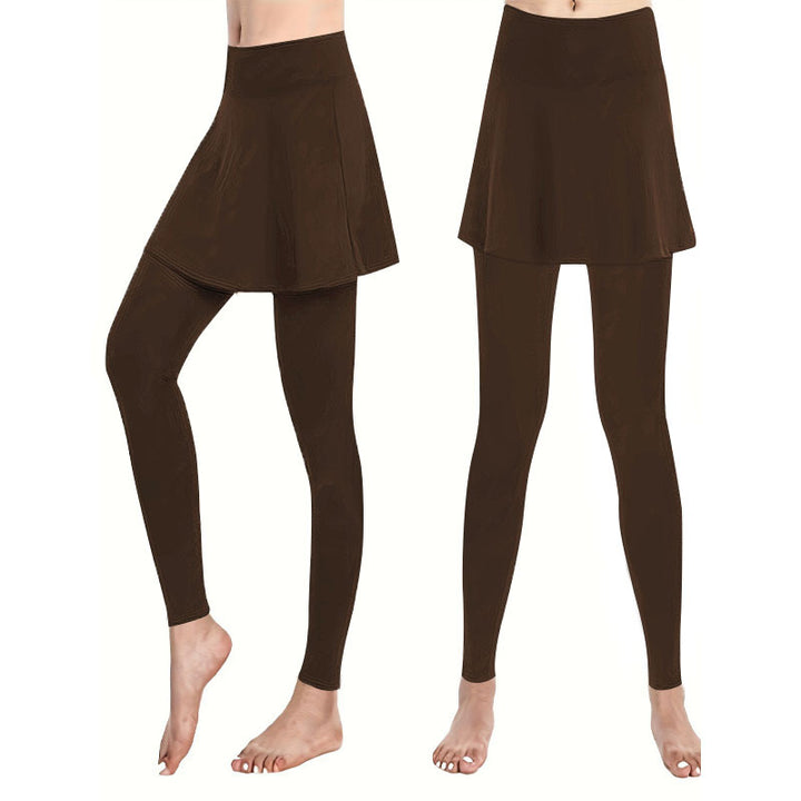 Damen High‑Waist Leggings mit angesetztem Rock‑Overlay Drune