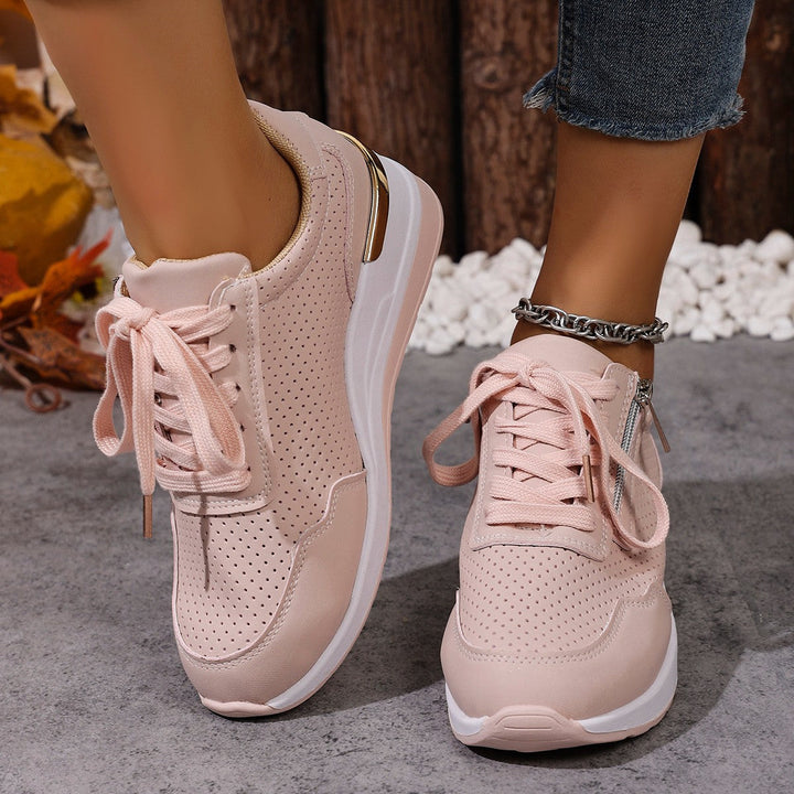 Damen Sneaker mit atmungsaktivem Obermaterial und seitlichem Reißverschluss Drune