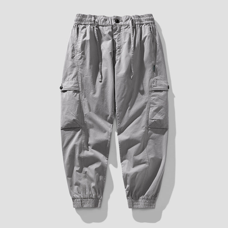 Herren Elastische Cargo-Jogginghose mit Tunnelzug, Knieabnähern und Multifachtaschen Drune