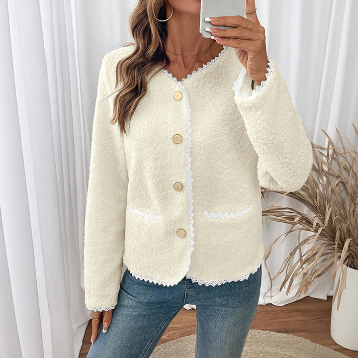 Damen Eleganter Cardigan mit Spitzenverzierungen Drune