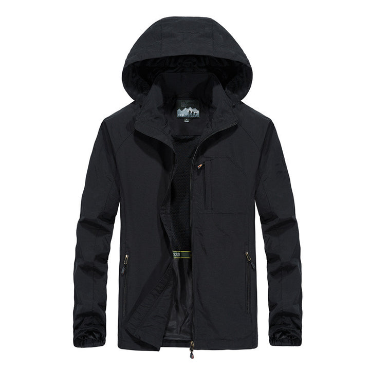 Herren Leichte Kapuzen-Outdoorjacke im technischen Look mit atmungsaktivem Meshfutter und Reißverschlusstaschen Drune