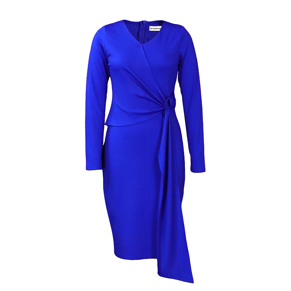 Damen Wickelkleid mit elegante Drapierung und modischem Taillengürtel Drune