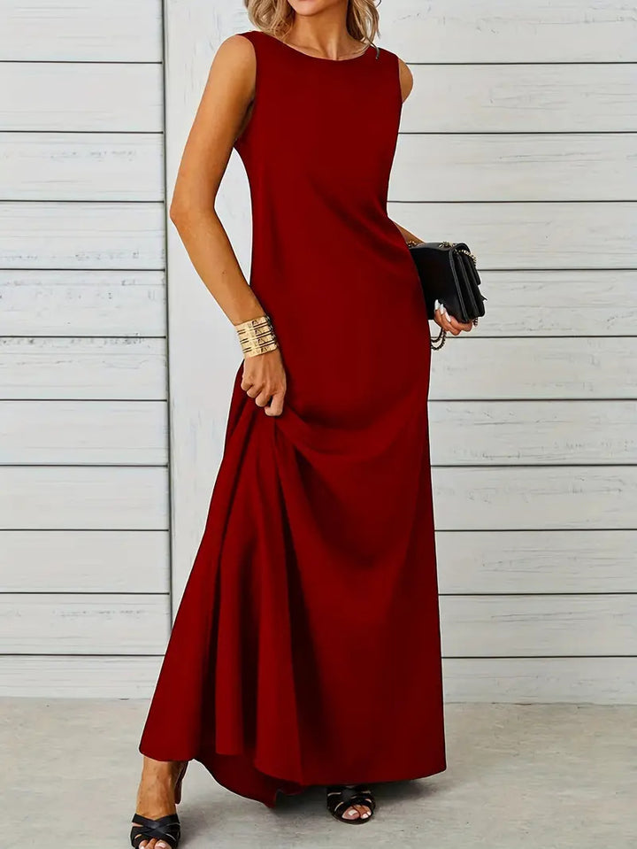 Damen elegantes Maxikleid mit schwingendem Saum und klassischem Schnitt Drune