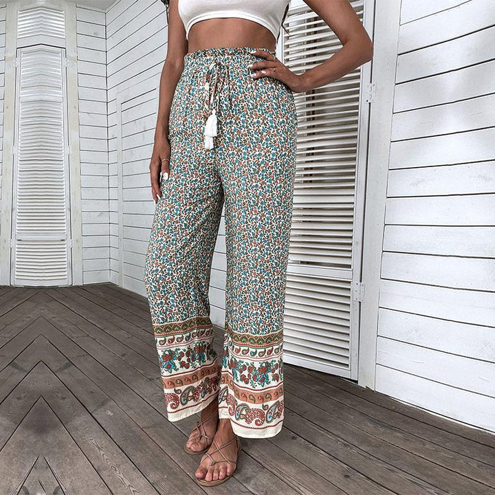 Damen Weite Voile-Hose mit floralem Muster Drune