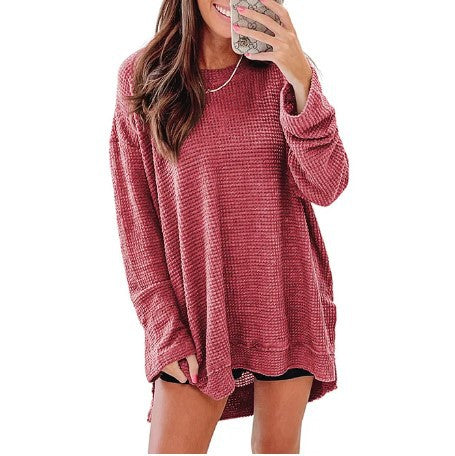 Damen Bequem Überdimensionierter Texturierter Pullover Sweater Drune