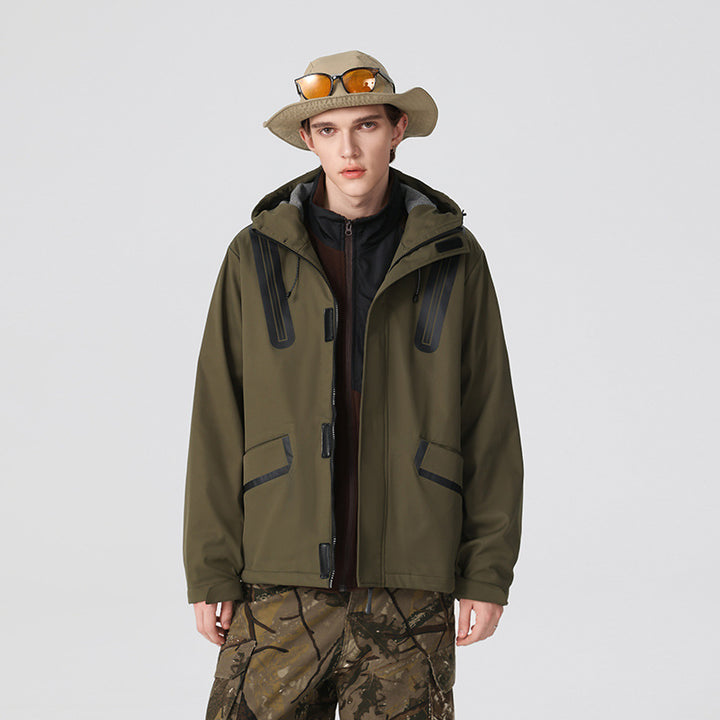 Herren Technische Softshell-Parka mit Kapuze, getapten Nähten und gummierten Einsätzen Drune
