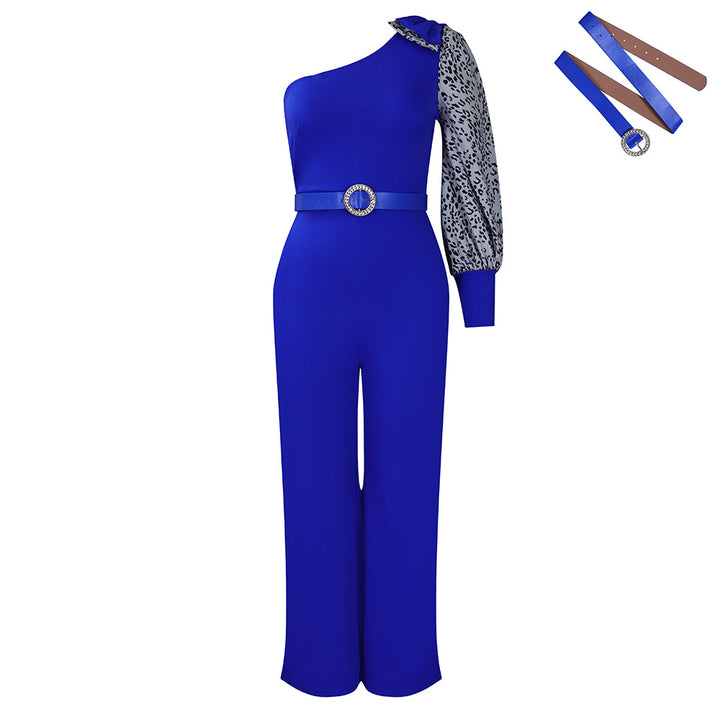 Damen Jumpsuit mit asymmetrischem Design und eleganten Puffärmeln Drune