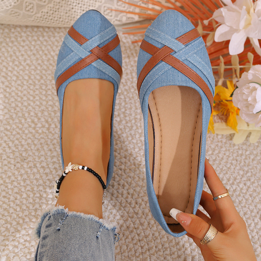 Damen Ballerinas mit elegantem Kreuzriemen Drune