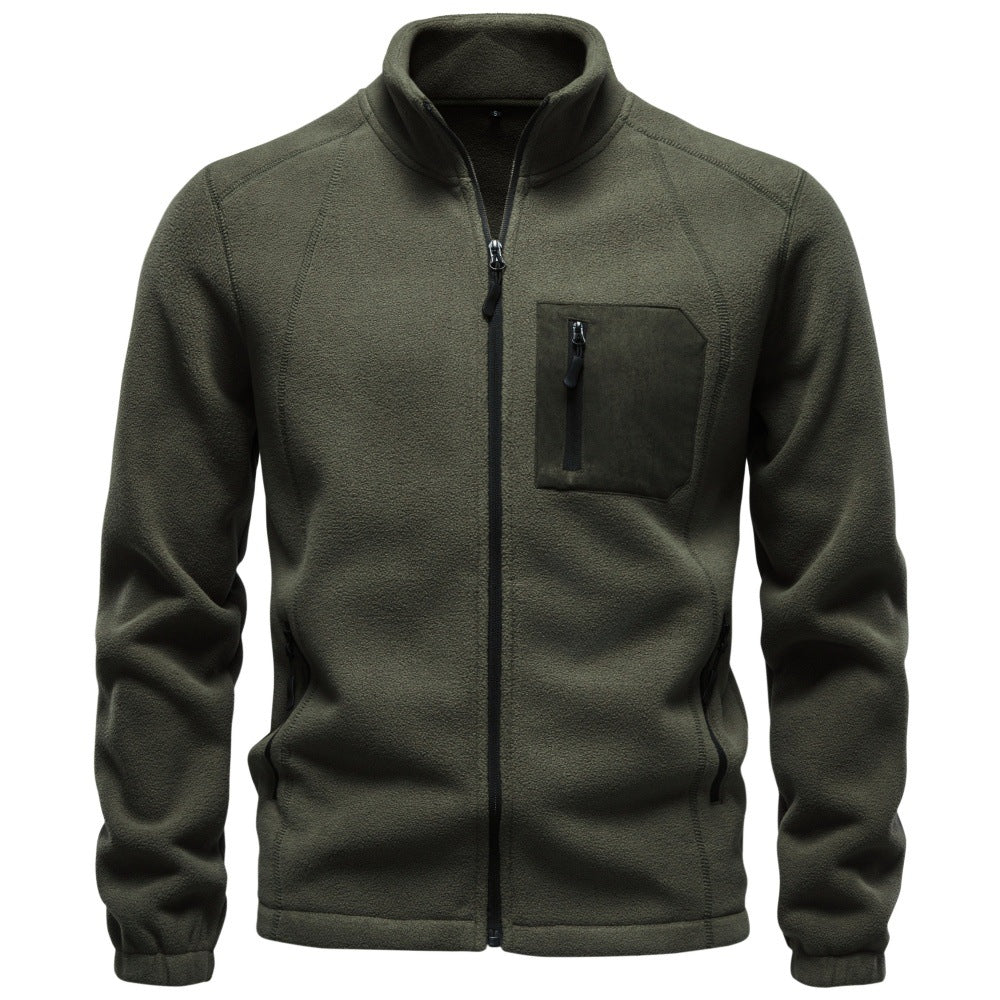 Herren Outdoor-Fleecejacke mit Stehkragen und Reißverschluss-Brusttasche Drune