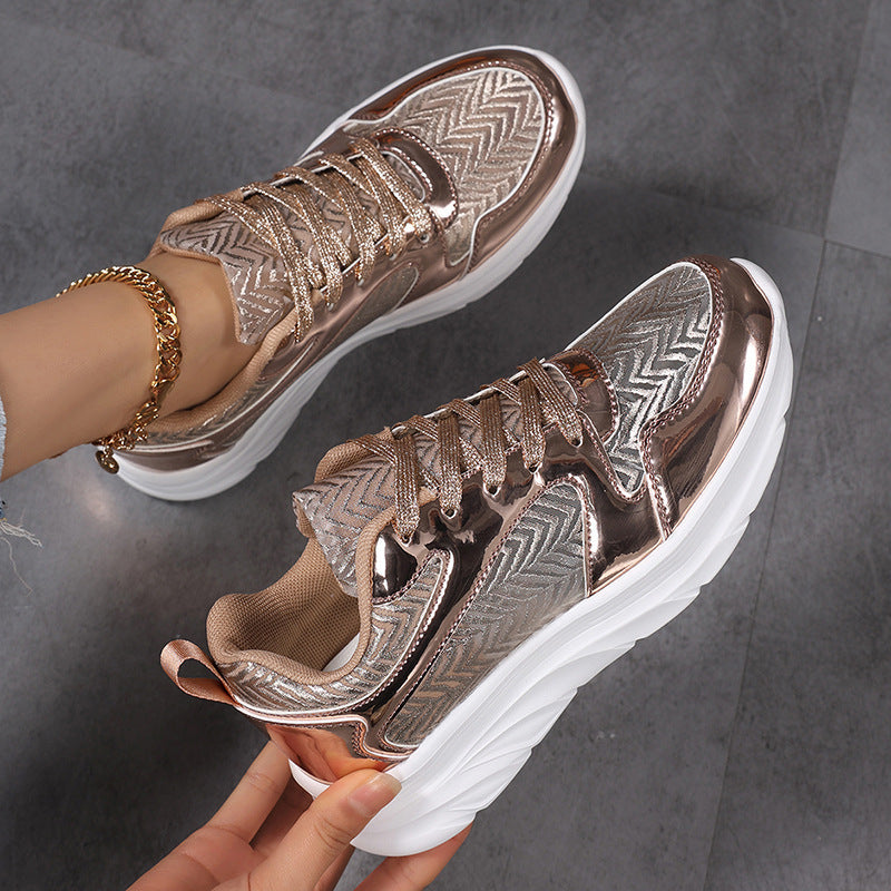 Damen nan glamouröser auffälliger Sneaker mit Glitzerpaneelen jacquardgewebtem Obermaterial und ergonomischer Wellenlaufsohle Drune
