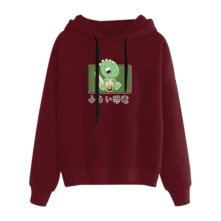 Damen nan kurz geschnittener Cropped-Kapuzenpullover mit niedlicher Frosch-Illustration und verstellbarer Kapuze Drune