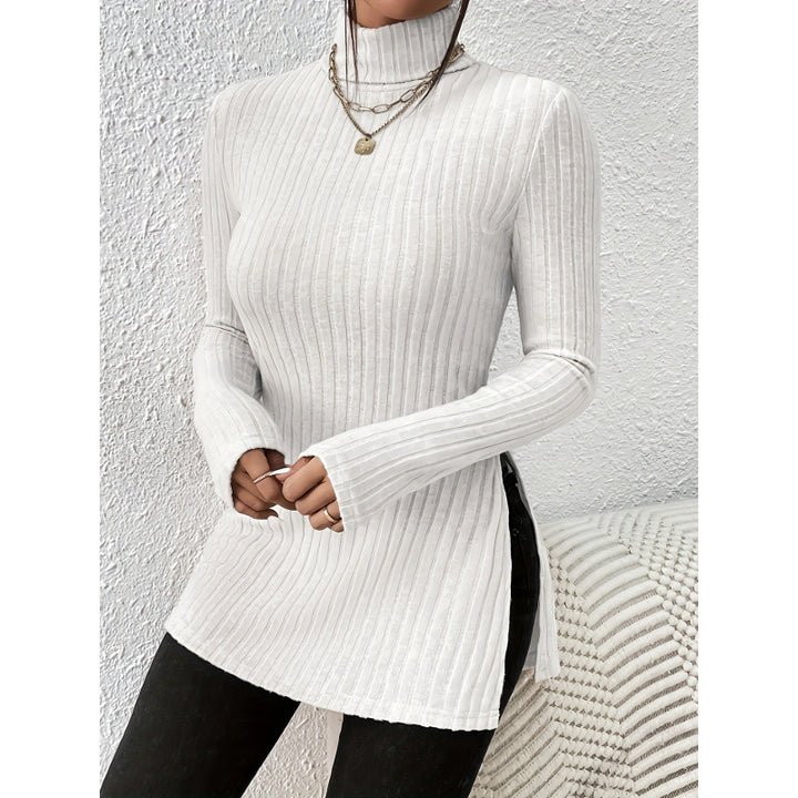Damen Modischer Rollkragenpullover mit angesagter Rippstruktur Drune
