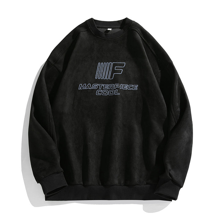 Unisex Fleece-Sweatshirt mit Samtoptik, gesticktem Logo und Drop-Shoulder Drune