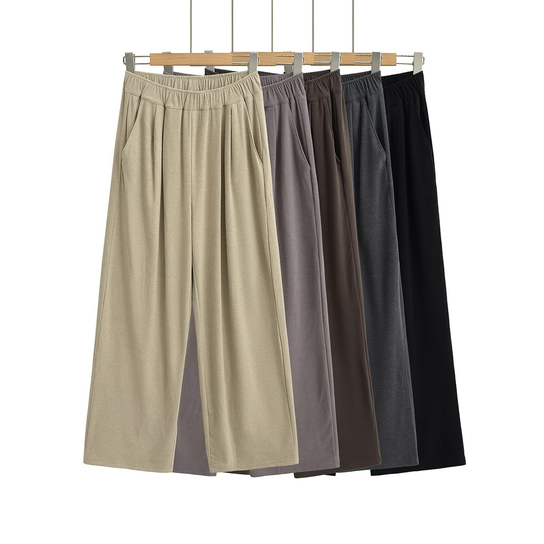 Damen Weite Chino-Hose mit elastischem Bund Drune