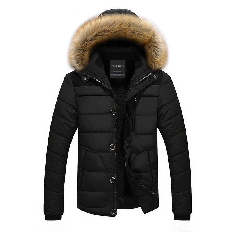 Herren thermisch gesteppter City-Parka mit wattierter Innenschicht und abnehmbarer Kunstfellkapuze Drune