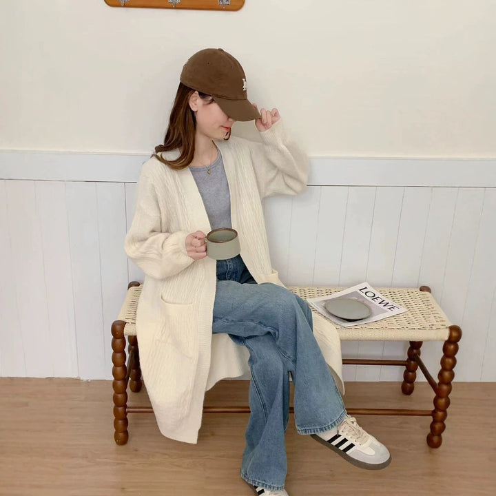 Damen Gemütliche Strickjacke mit Taschen Drune